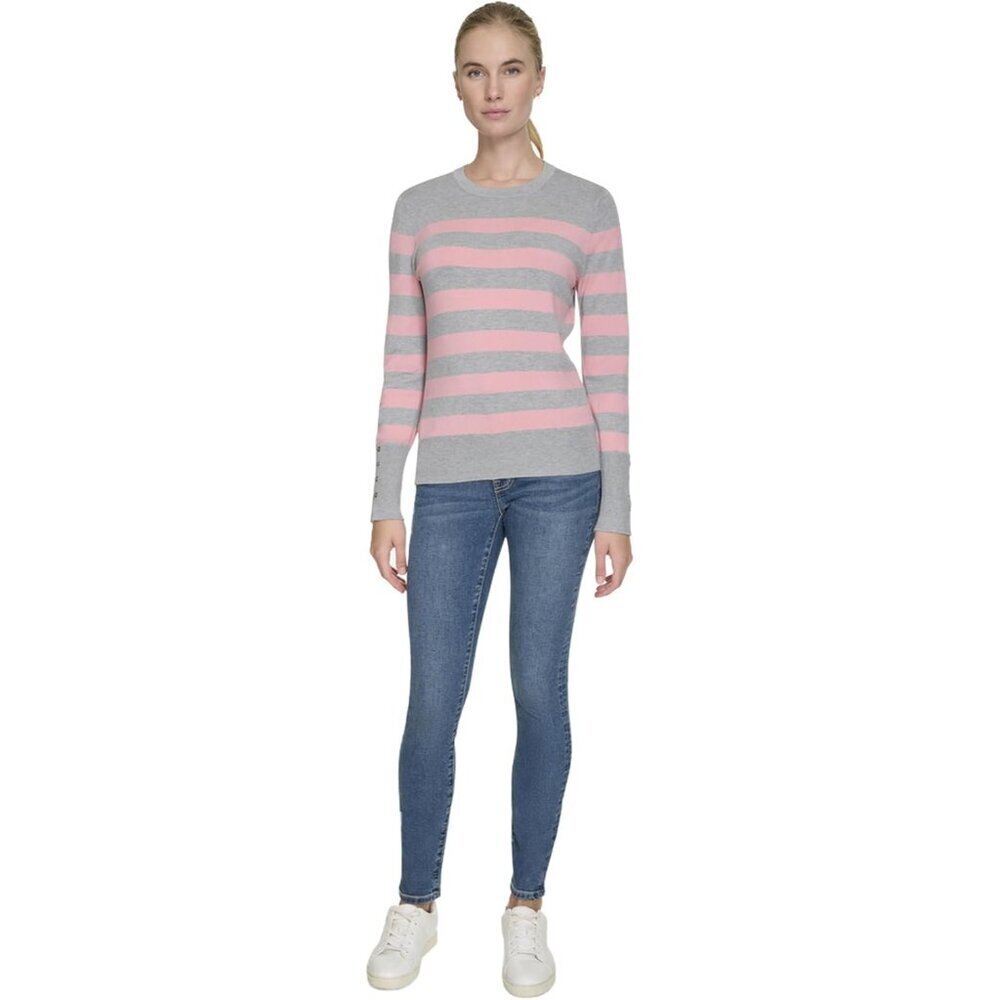 Women's Stripe Long Sleeve Crewneck Sweater Casual Knit Fashionable